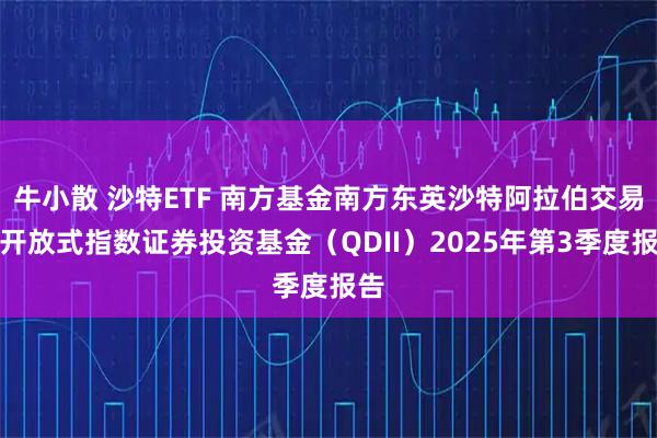 牛小散 沙特ETF 南方基金南方东英沙特阿拉伯交易型开放式指数证券投资基金（QDII）2025年第3季度报告